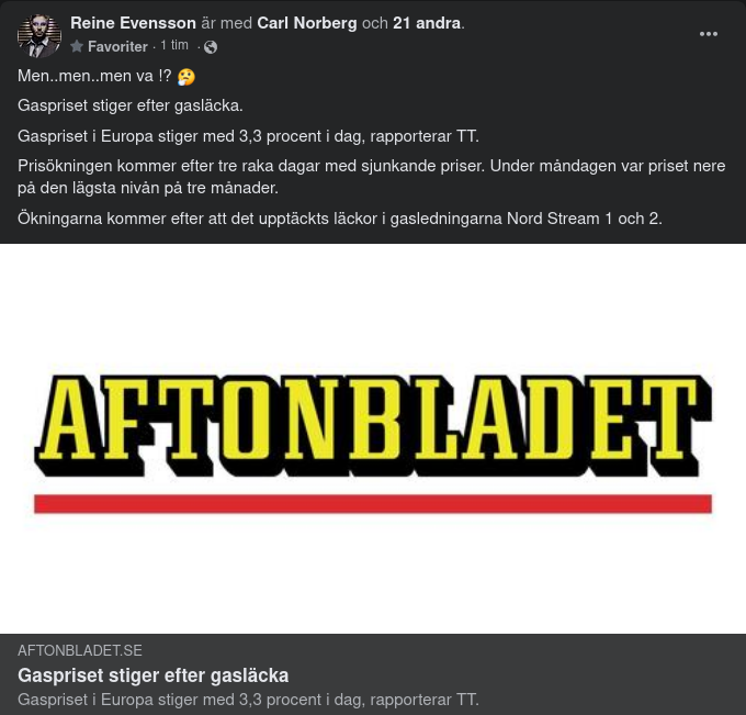 Ökat Gaspris Efter Läcka