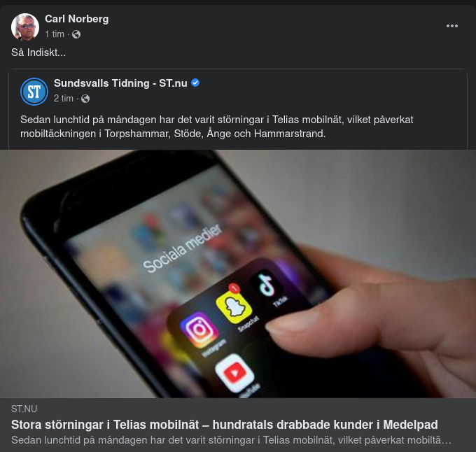 Telias Mobilnät Stört I Medelpad