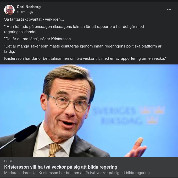 Två Veckor Till Kristersson För Regeringsbildning