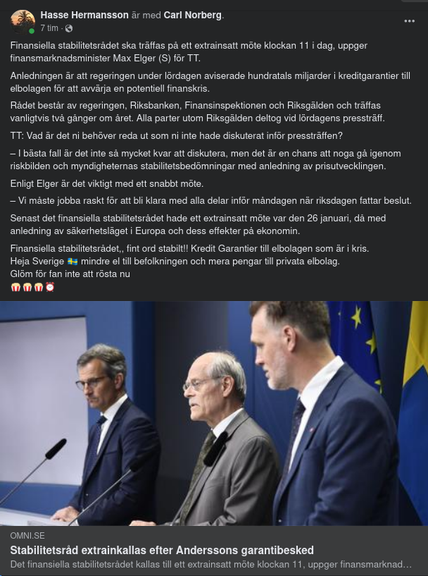 Extrainkallat Möte För Finansiella Stabilitetsrådet