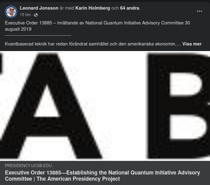 Executive Order 13885 – Inrättande Av National Quantum Initiative Advisory Committee