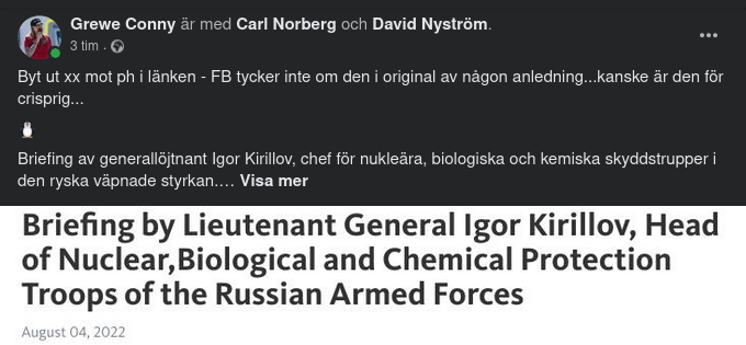 Briefing Av Generallöjtnant Igor Kirillov, Chef För Nukleära, Biologiska & Kemiska Skyddstrupper I Den Ryska Väpnade Styrkan - 4 Augusti 2022