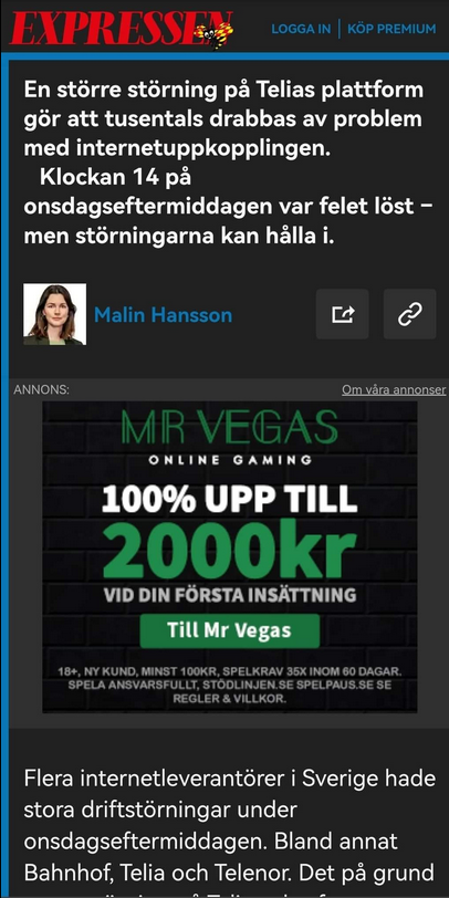 Större Störning Av Telias Plattform