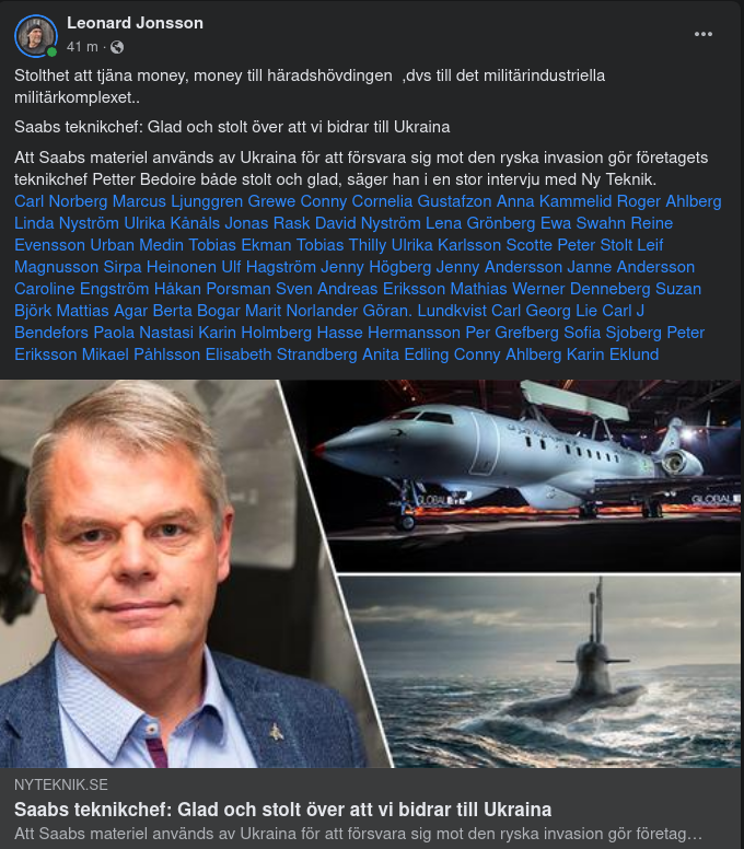 Glad & Stolt Teknikchef På SAAB Över Ukraina-Bidragande Insats