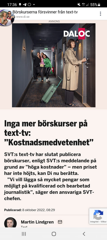Text-TV Slutar Visa Börskurser
