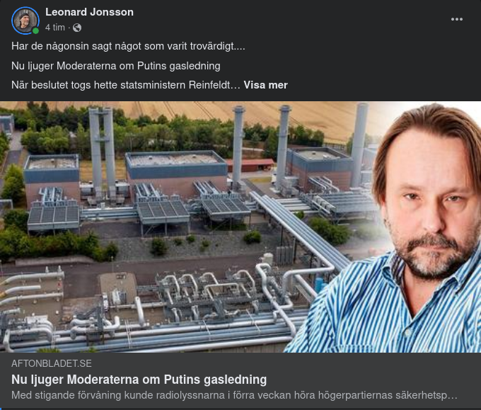 Ljugande Högerpolitiker & En Gasledning Som Utpressningsinstrument I Aftonslasket