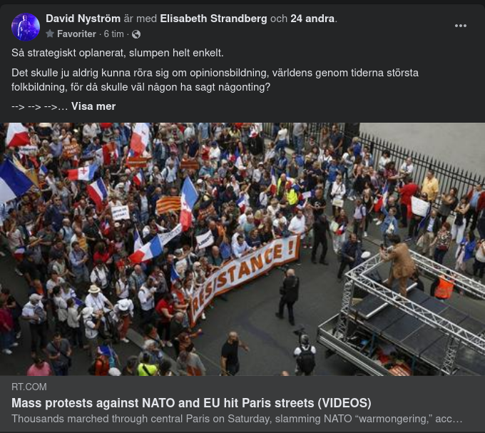 Folkmassor På Paris Gator Mot Nato & EU