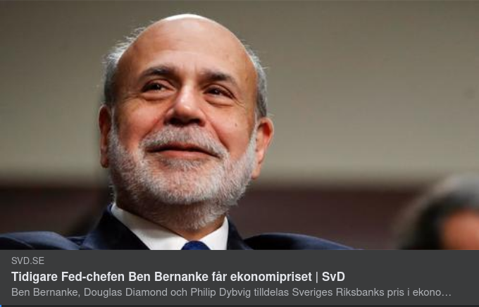 Bernanke En Av Tre Ekonomiprisade