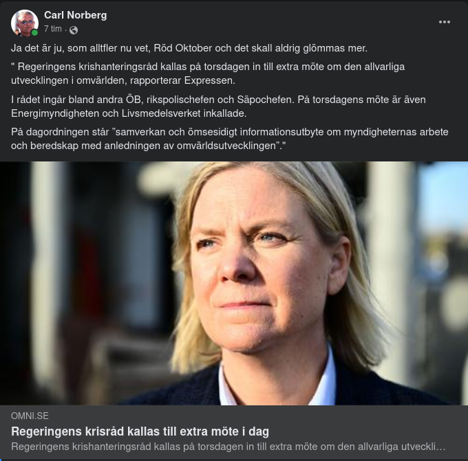 Regeringens Krisråd Kallat Till Extramöte