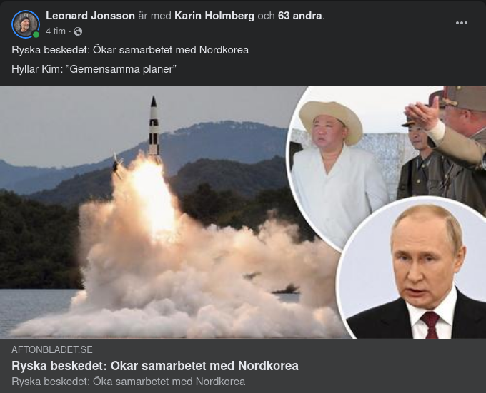 Ryssland & Nordkorea Ökar Samarbete