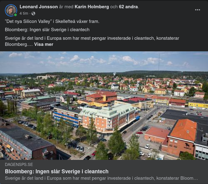 Sverige Oslagbart I Cleantech