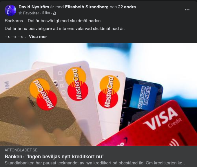 Bankstopp För Nya Kreditkort