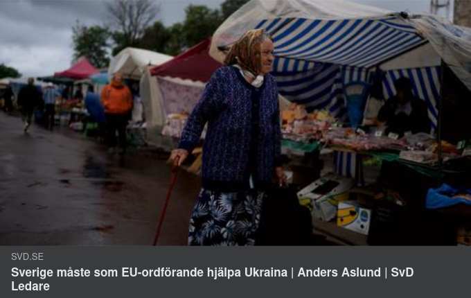 Åslund I SvD Om Svenskt EU-Ordförandeskap & Ukrainsk Ekonomi