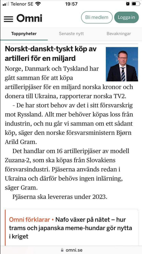 Artilleriköp För En Miljard Av Norge, Danmark & Tyskland Till Ukraina