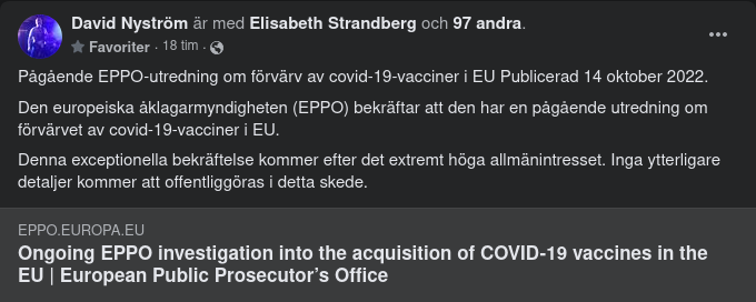 EPPO Undersöker Förvärv Av Covid-19-Vacciner I EU