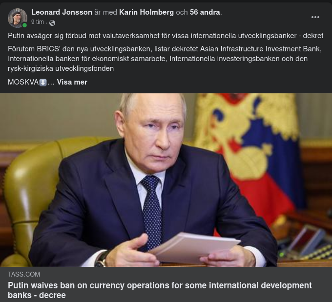 Restriktionsundantagna Banker Av Putin