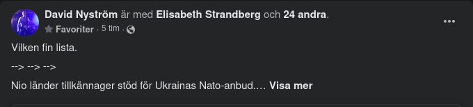 Nio Stöder Ukrainas Nato-Ansökan