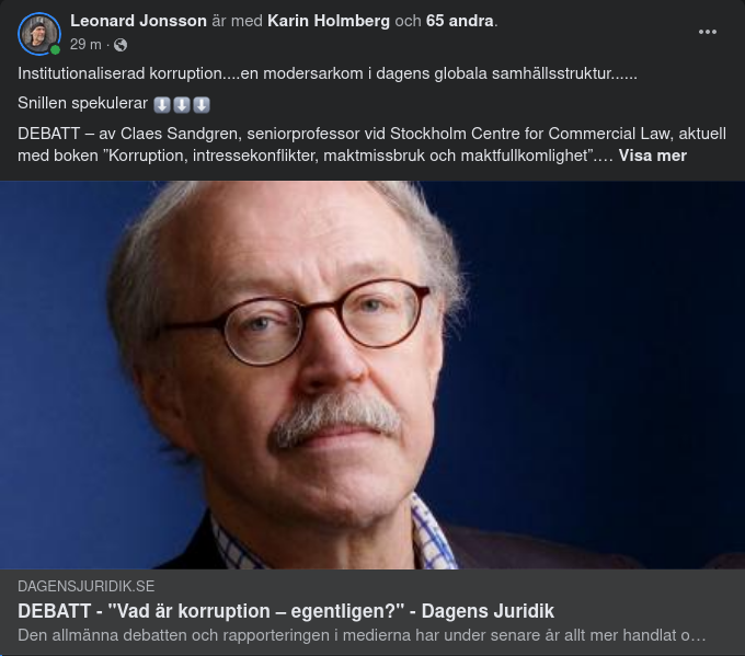 Seniorprofessor Undrar Vad Korruption Är? Egentligen?