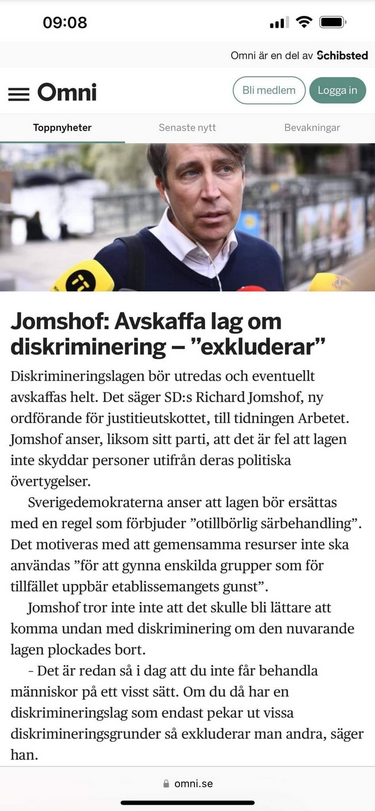 Jomshof För Tillbörlig Särbehandling