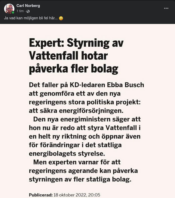 Bolagspåverkande Vattenfallsstyrning