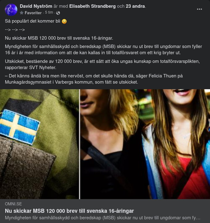 MSB Skickar Brev Till Sveriges 16-Åringar