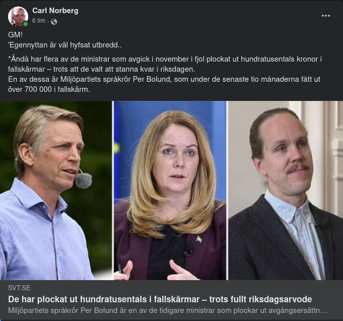 Fallskärmar & Riksdagsarvode