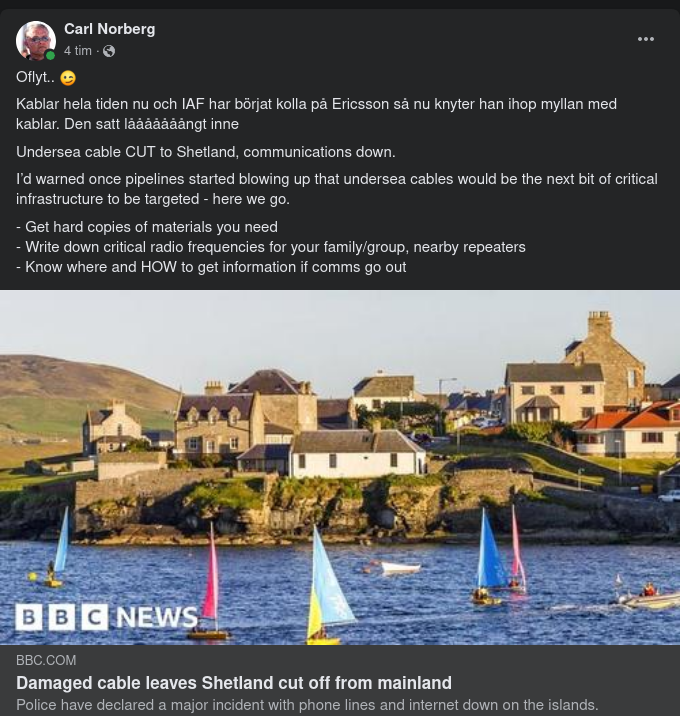 Kabelbrott För Shetlandsöarna