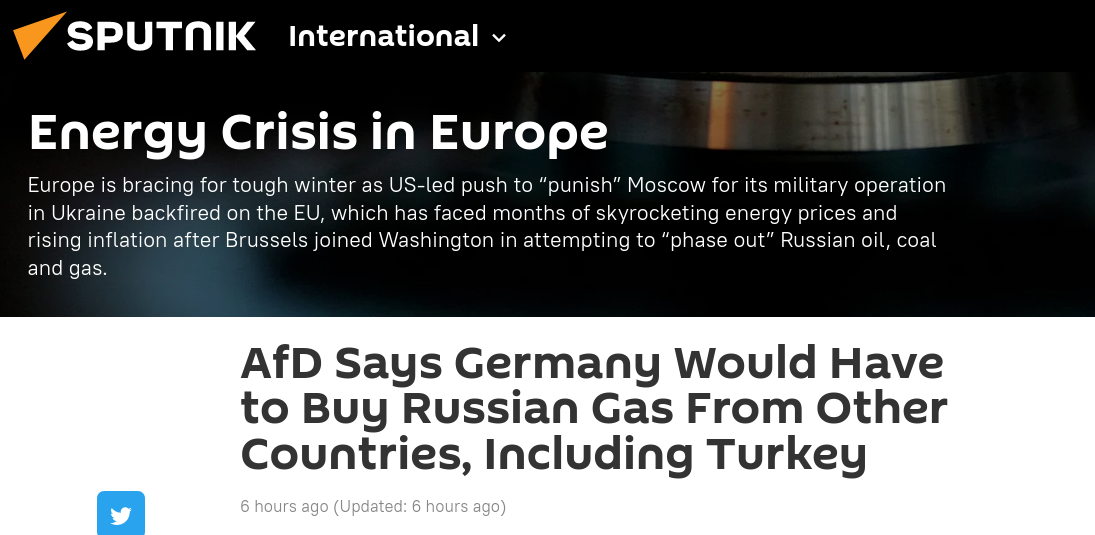 AfD Om Tysk Energi I Sputnik
