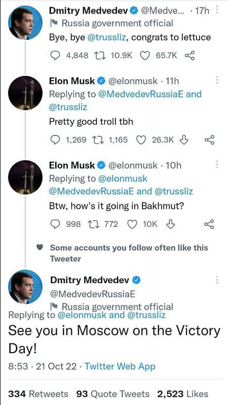 Musk & Medvedev Twittrar