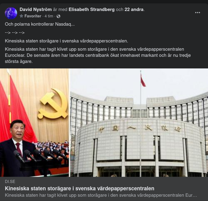 Kina Storägare I Den Svenska Värdepapperscentralen