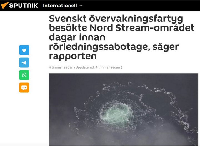 Sputnik Om Statssponsrad Terrorism & Svenska Övervakningsfartyg På Plats