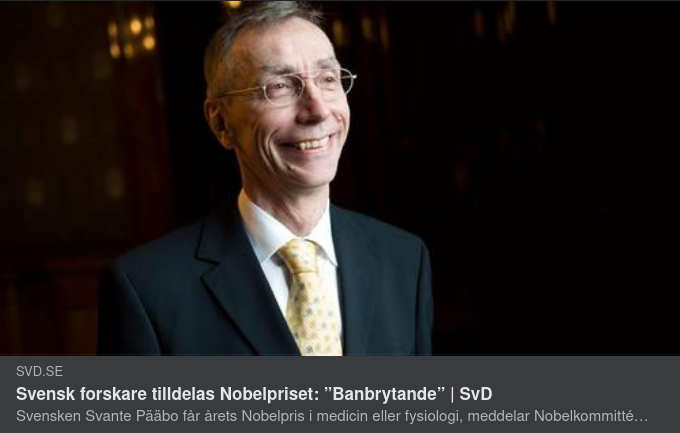 Nobelpris Till Pääbo - Biolog, Specialiserad På Evolutionär Genetik