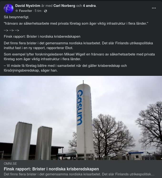 Finskt Rapporterade Brister I Nordisk Krisberedskap