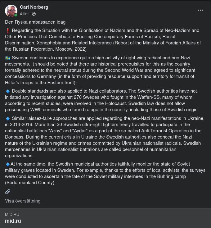 Ryska Ambassaden & Svensk Nazism