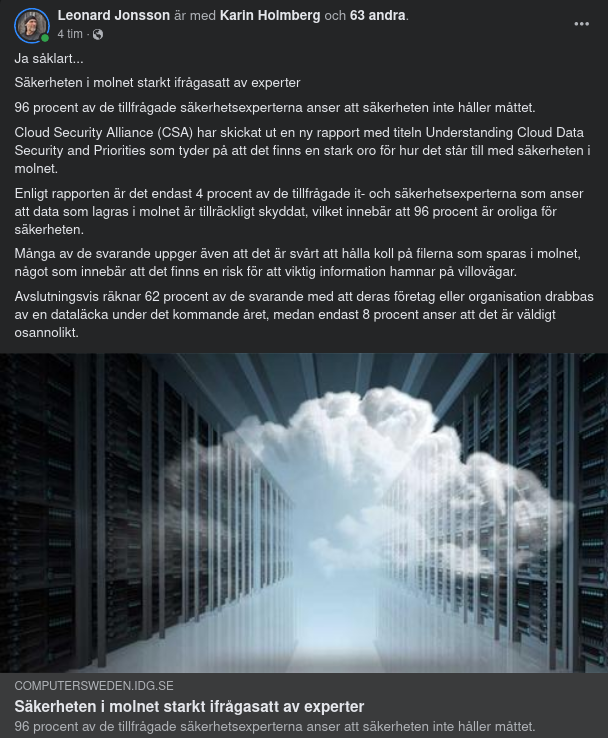 Ifrågasatt Molnsäkerhet