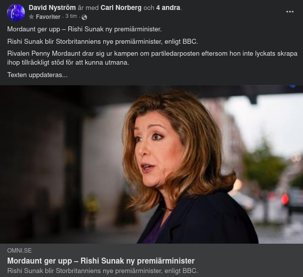 Rishi Sunak Förväntad Ny Brittisk PM