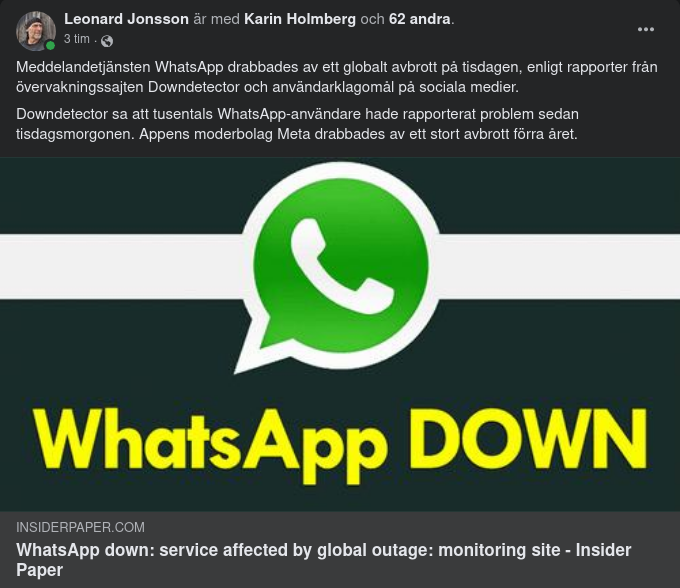 Globalt Stört WhatsApp