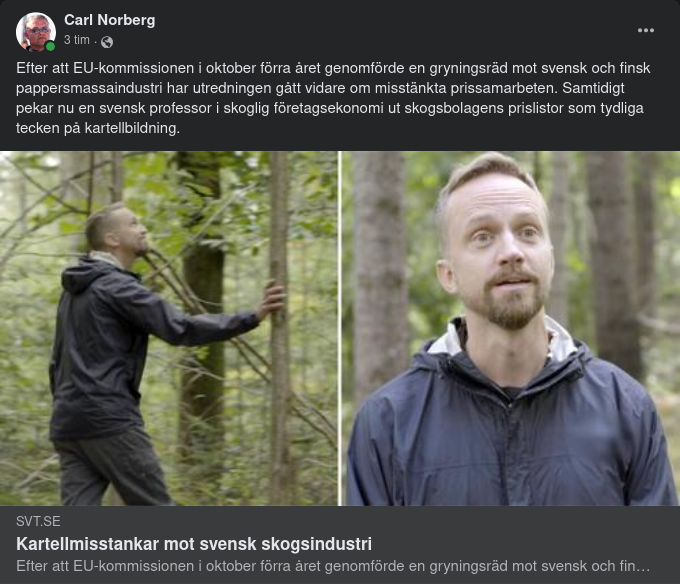 Svensk Skogsindustri Kartellmisstänkt