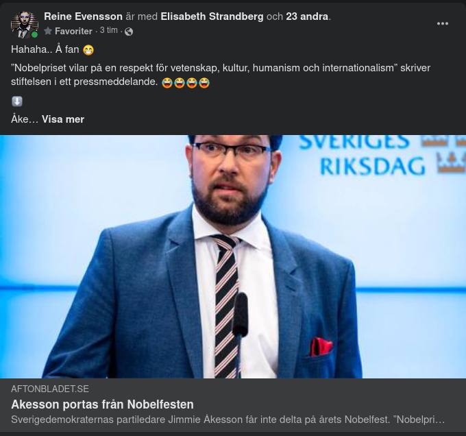 Åkesson Portad Från Nobelfesten