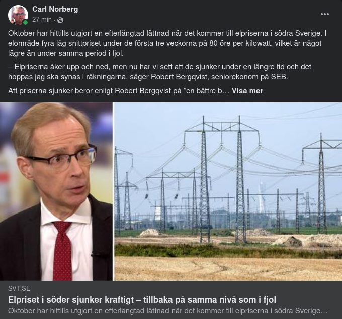 Sydligt Sjunkande Elpris