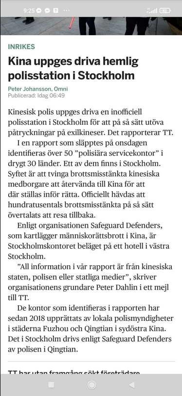 Hemlig Kinesisk Polisstation I Stockholm?..