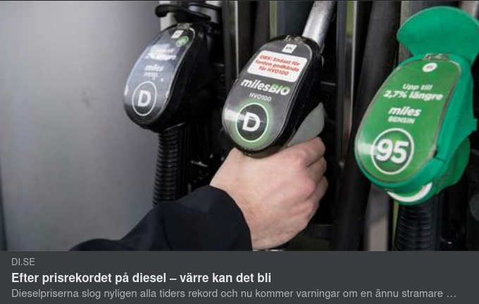Dieselpriset Mot Nya Rekord