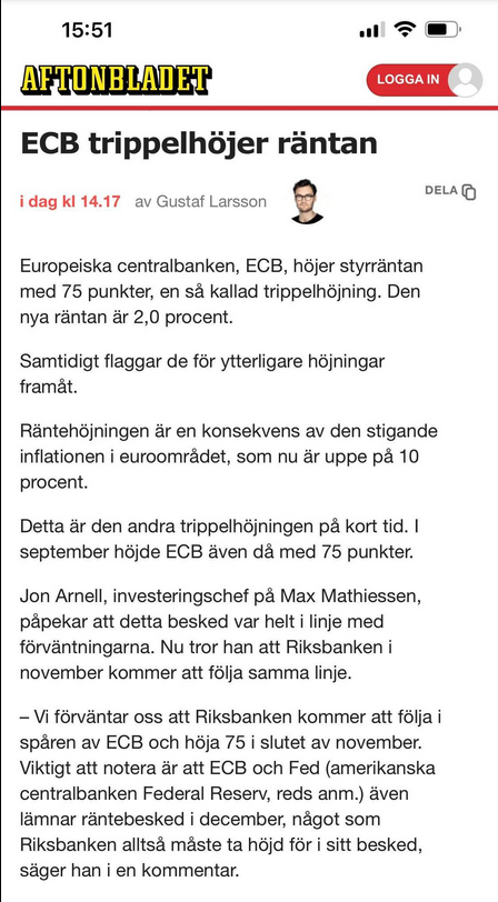 Trippelhöjande ECB