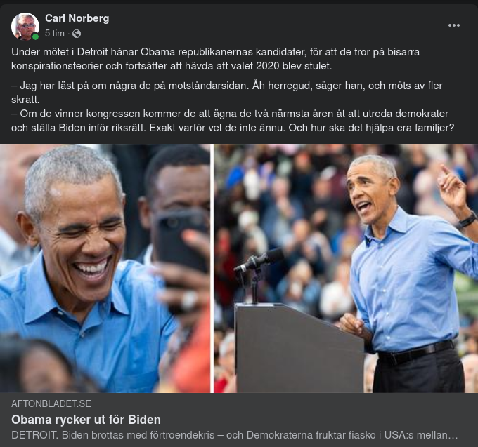 Obama Rycker Ut För Biden I Aftonslasket