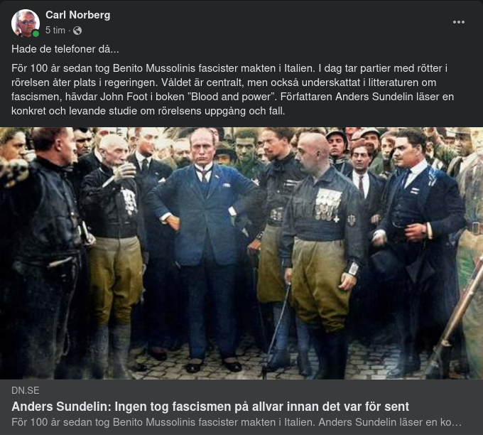 DN Recenserar Bok Om Mussolini Utan Telefoner
