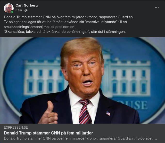 Trump Stämmer CNN På Fem Miljarder
