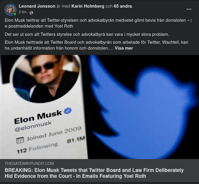 Musk Twittrar Om Bevisgömmande Twitterstyrelse & Advokatbyrå