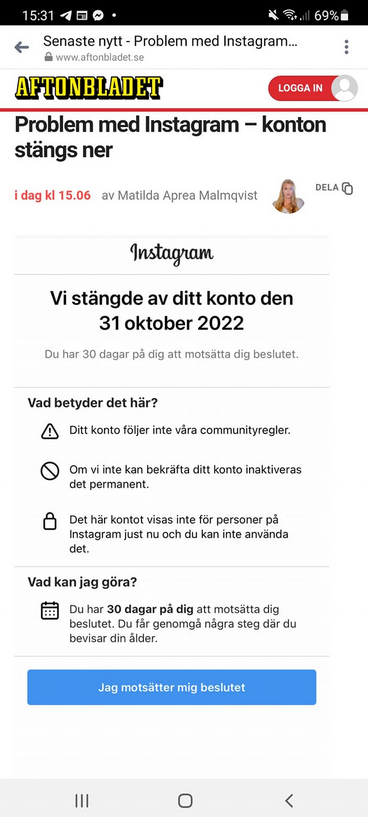 Instagramisk Botverksamhetsrädsla