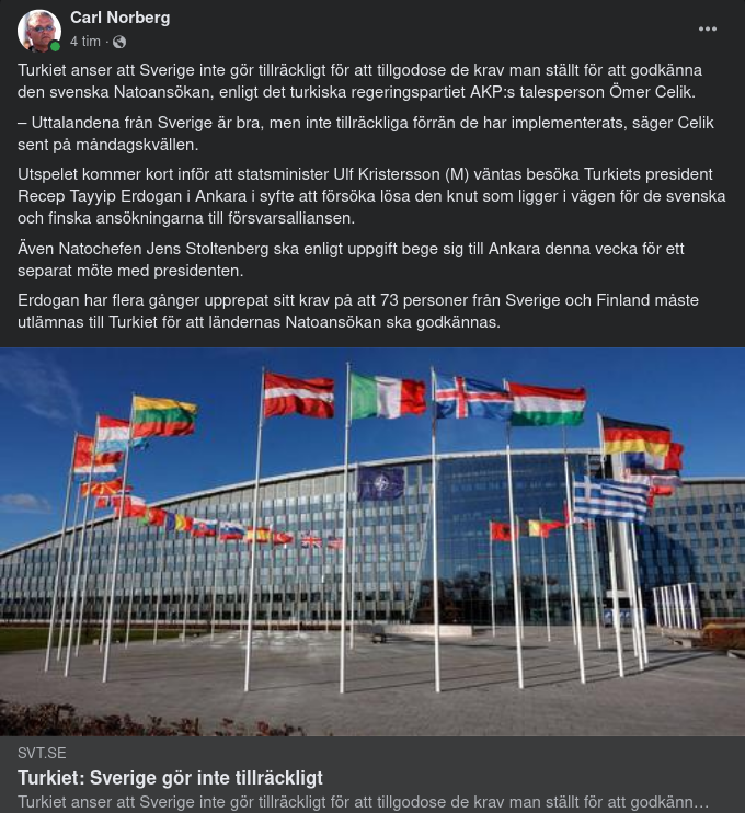 Turkiet Tycker Sverige Snackar Utan Att Göra