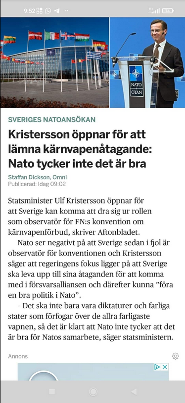 Kristersson & Det Svenska Kärnvapenåtagandet